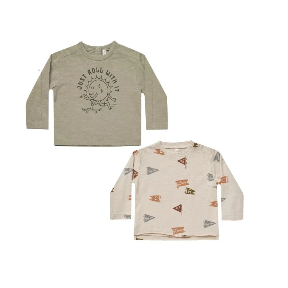 NWT RYLEE & CRU Just Roll With It Pennants lot of 2 Tees boys 8-9y